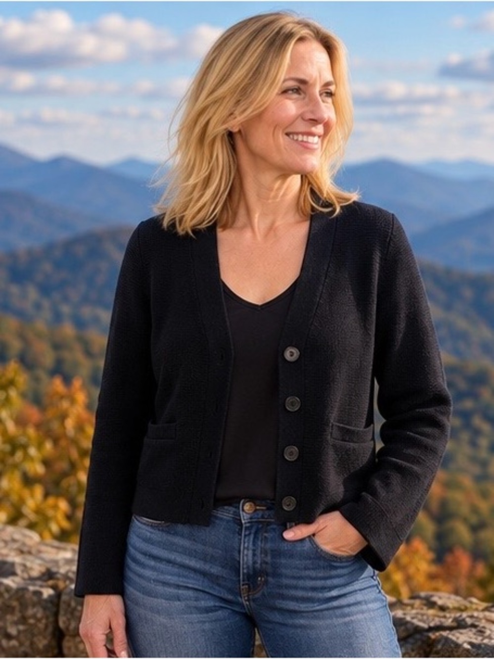 Banana Republic Black Cotton Silk Cardigan Sweater Medium